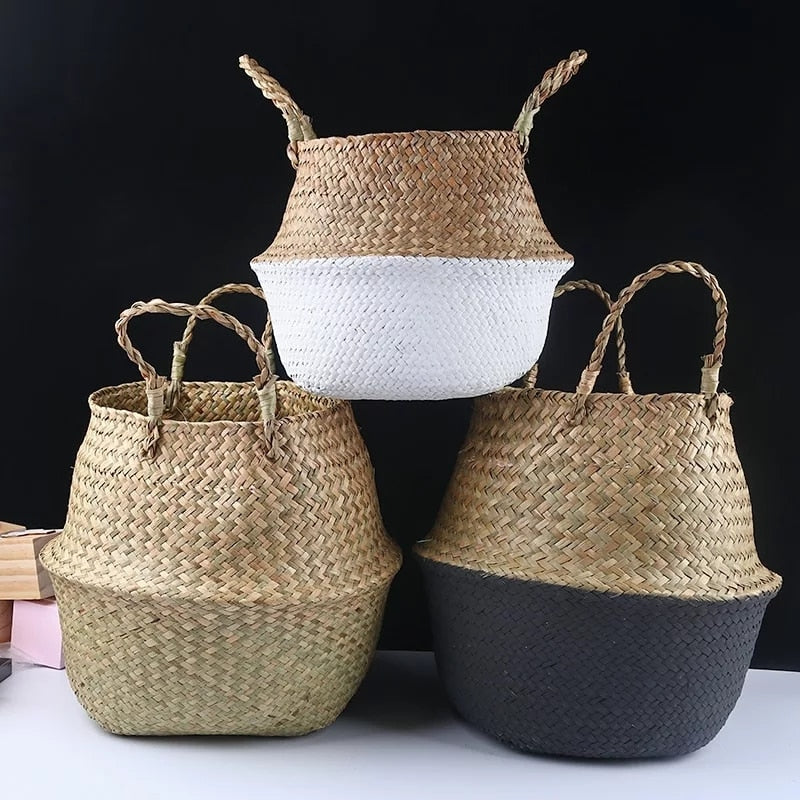 Panier de rangement en osier coloré