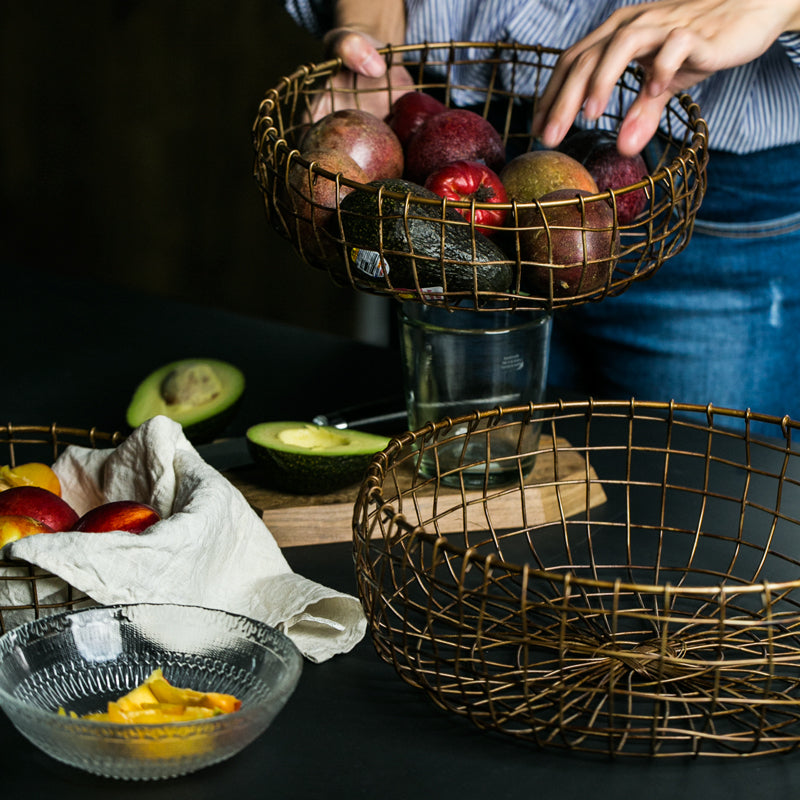 Panier de rangement pour aliments tissé à la main Nordic Retro Bronze