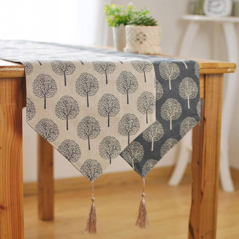 Chemin de table moderne à motif d'arbre