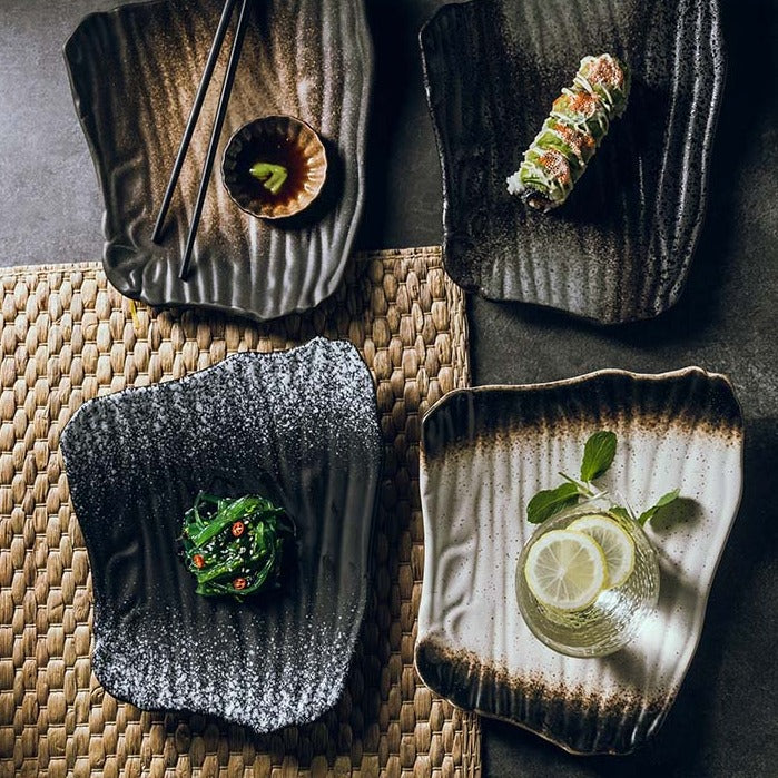 Assiette à Sushi Irrégulière en Céramique Style Japonais