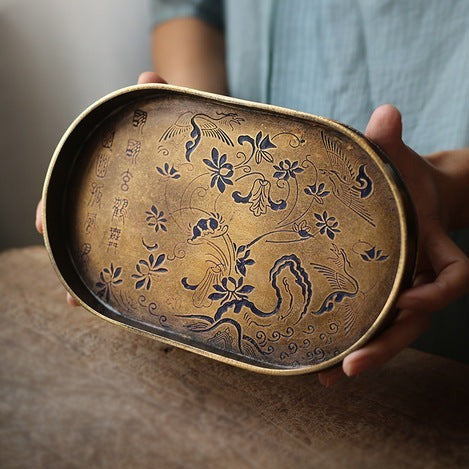 Pot en laiton peint imitation bronze