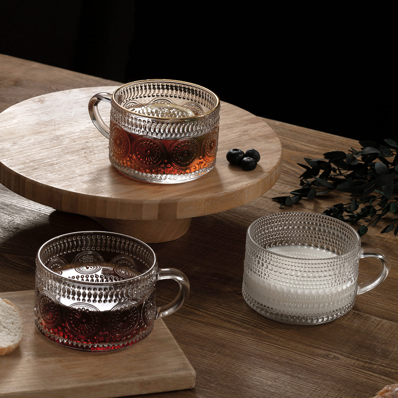 Tasse en verre gaufré style rétro nordique