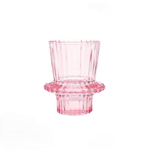 Petit bougeoir moderne en verre rose