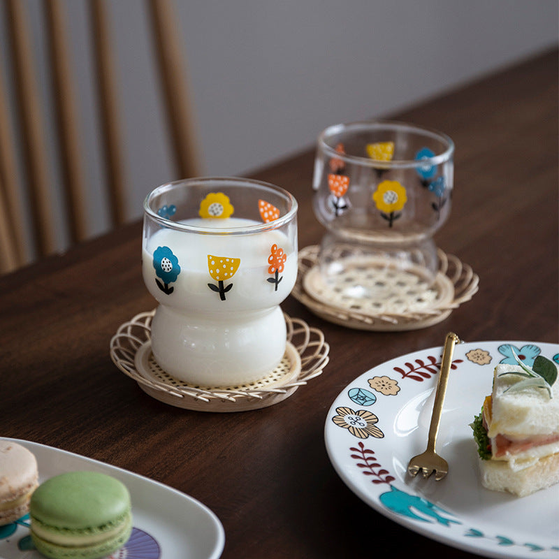 Sous-verre rond en rotin tissé à la main