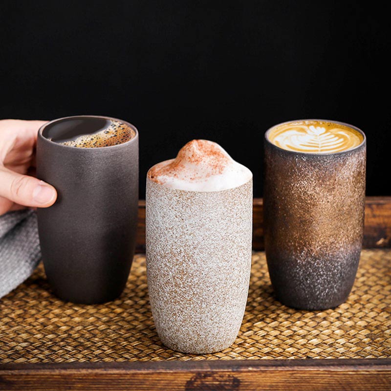 Tasses à thé rétro japonaises en grès