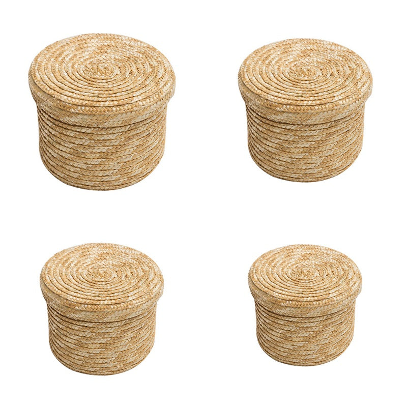 Panier de rangement en paille tissée à la main