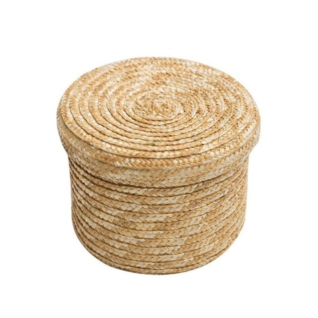 Panier de rangement en paille tissée à la main