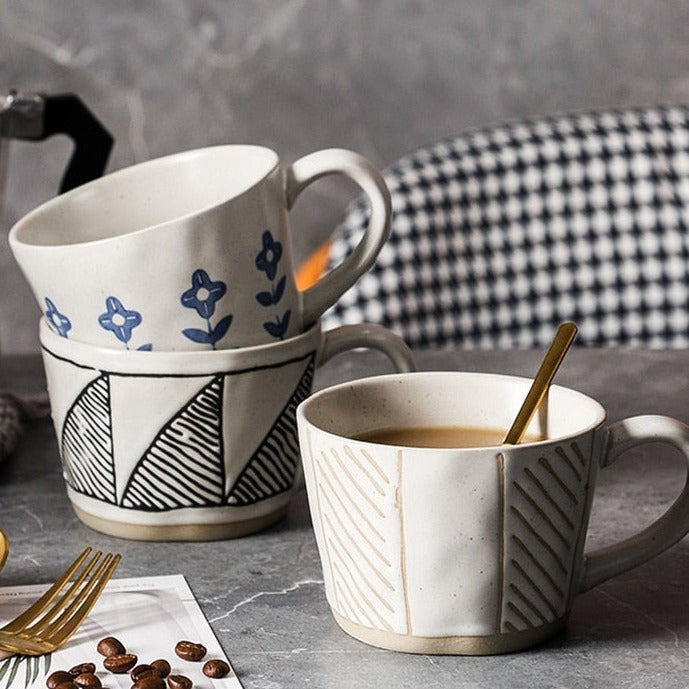 Tasses à café créatives en céramique peintes à la main