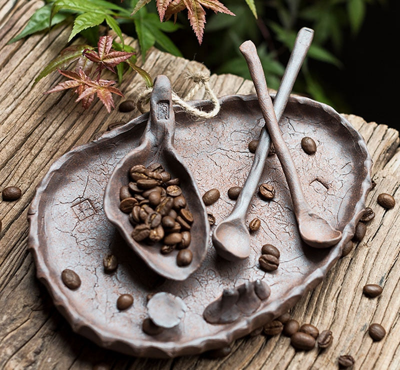 Cuillères rétro créatives en céramique faites à la main