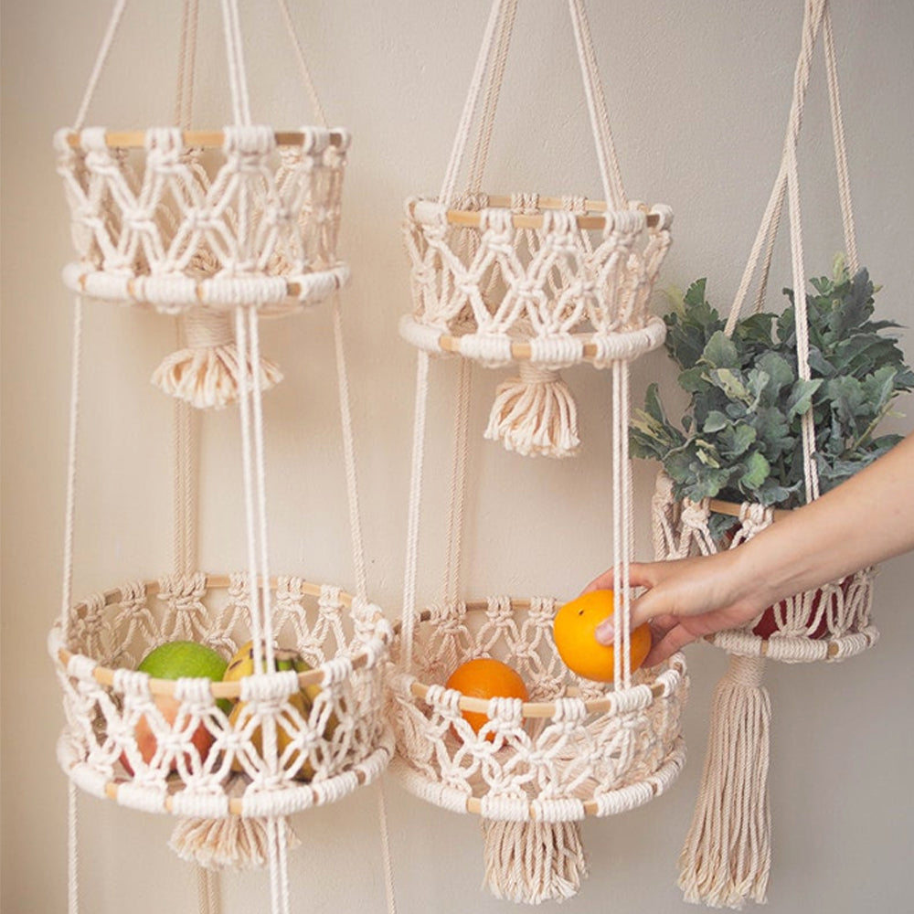Panier Suspendu Macramé