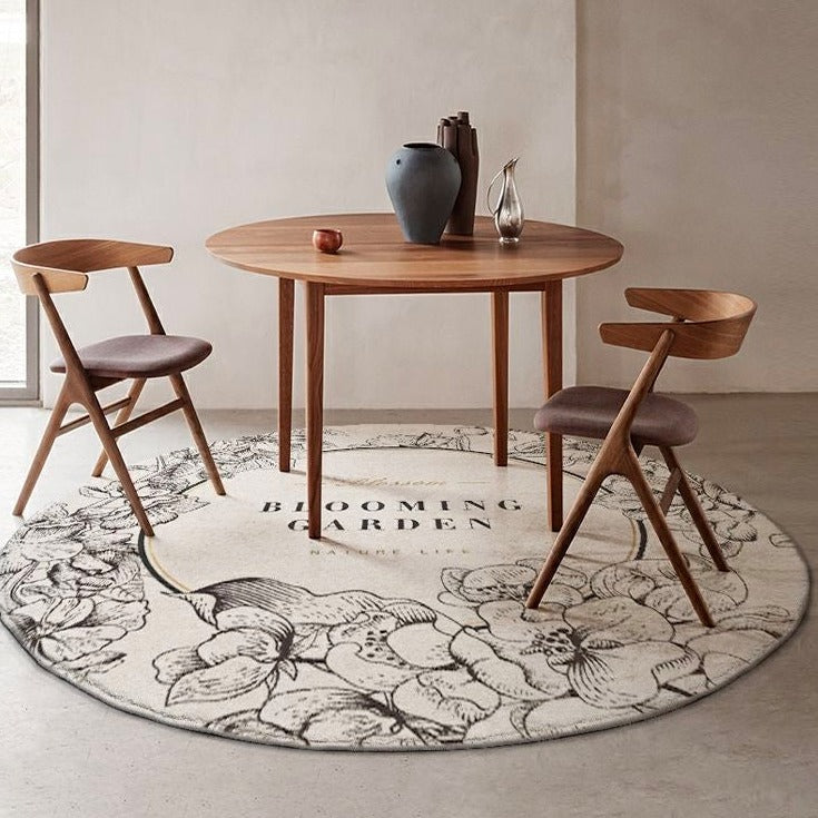 Tapis rond pour salon avec motif floral