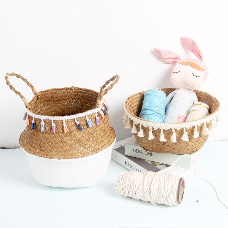 Panier de rangement tissé pour plantes