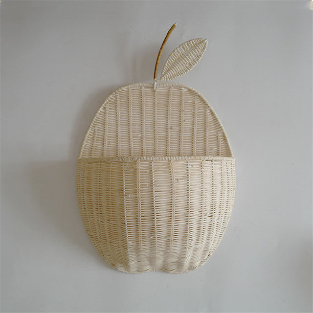 Panier de Rangement Vintage en Rotin en Forme de Pomme et de Poire
