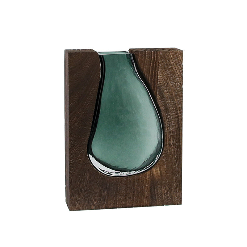 Vase en verre transparent en bois massif Nordic Log