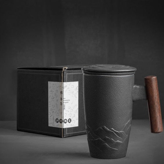 Tasse à Café Rétro en Céramique avec Anse en Bois