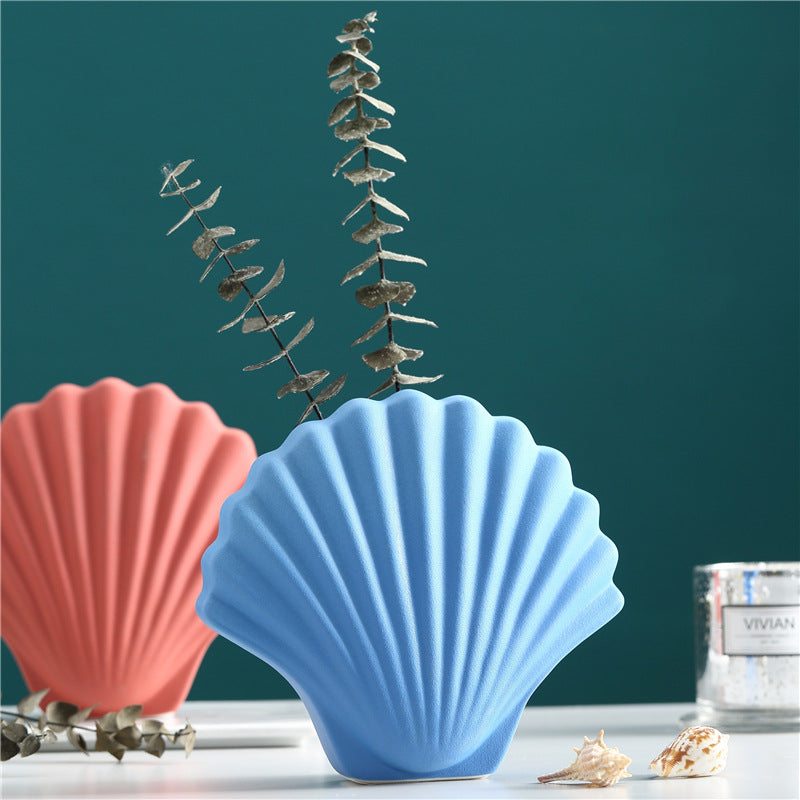 Vase coquillage art abstrait en céramique