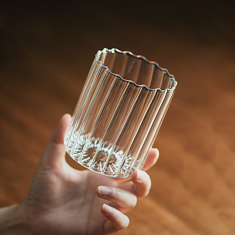 Tasse à thé en verre ondulé résistant à la chaleur