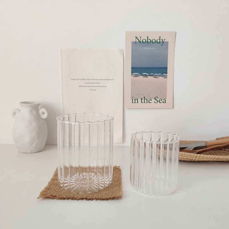 Tasse à thé en verre ondulé résistant à la chaleur