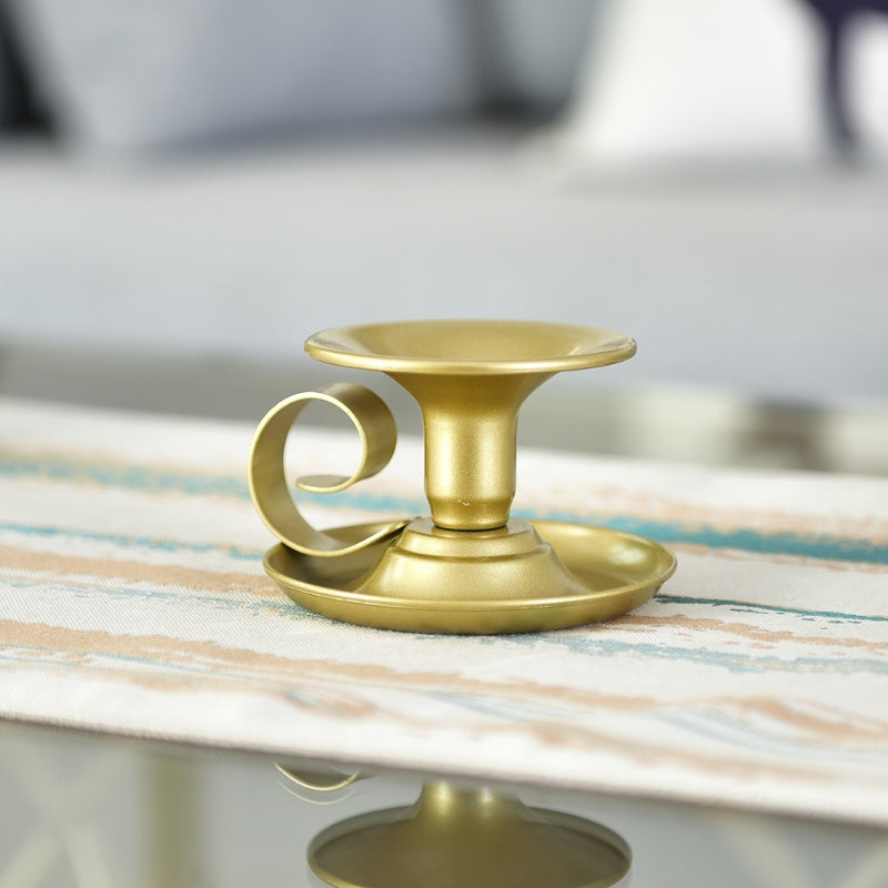 Bougeoir rétro en métal, deux pièces, design classique