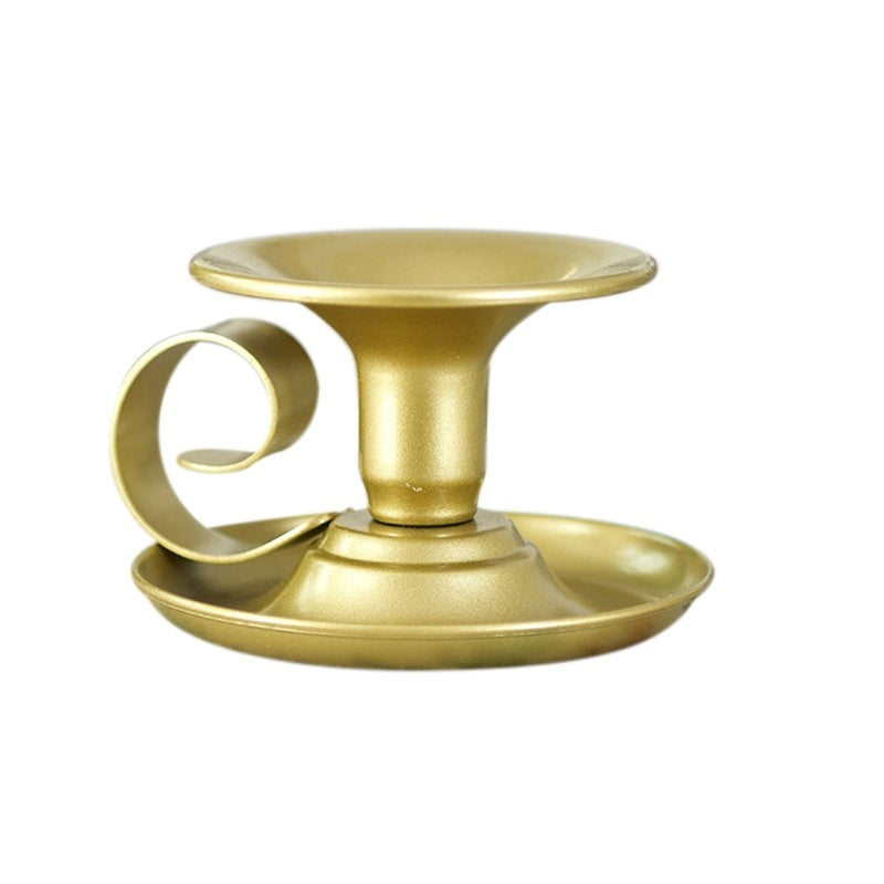 Bougeoir rétro en métal, deux pièces, design classique