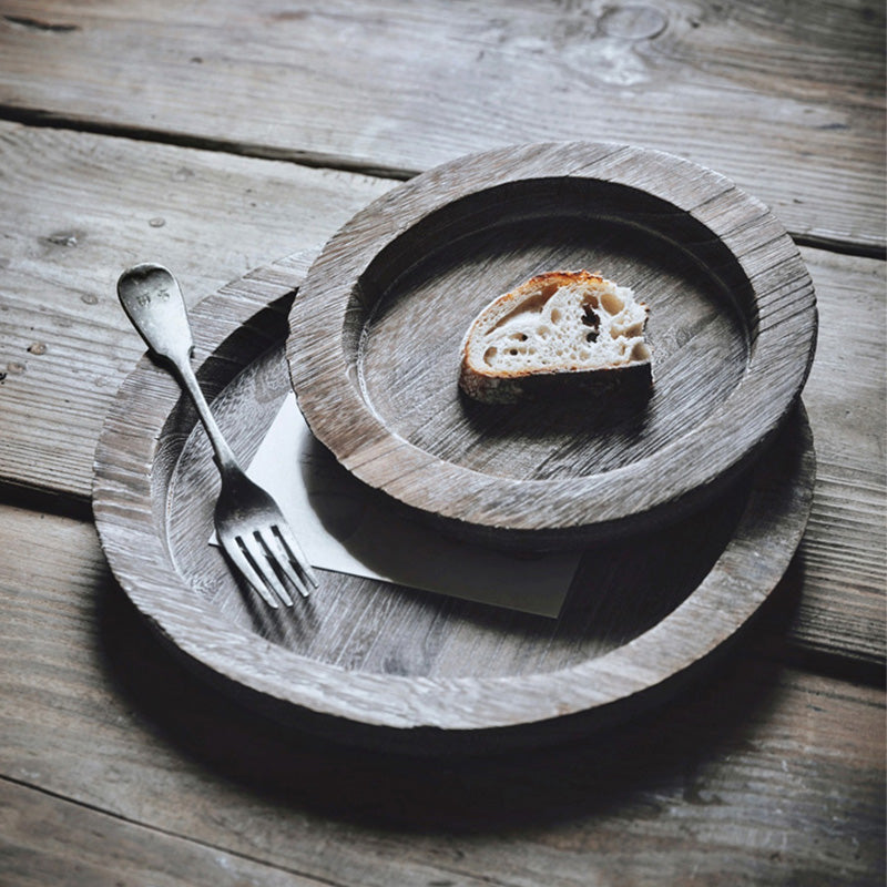 Assiette de Service Rétro en Bois