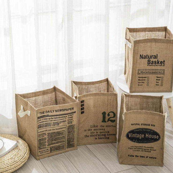 Boîte de rangement pliable en coton et lin