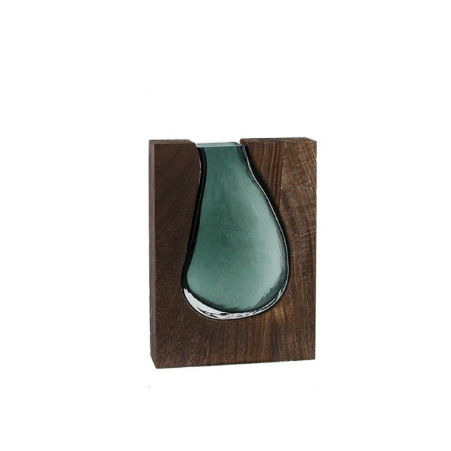 Vase en verre transparent en bois massif Nordic Log