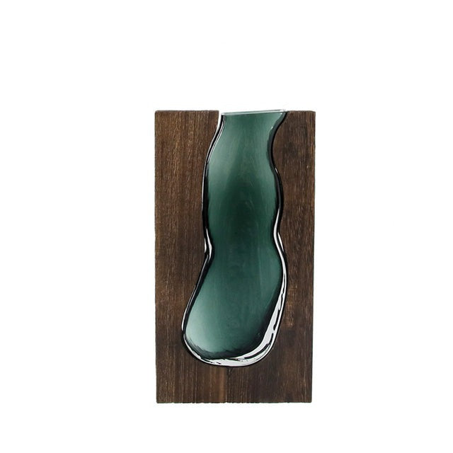 Vase en verre transparent en bois massif Nordic Log