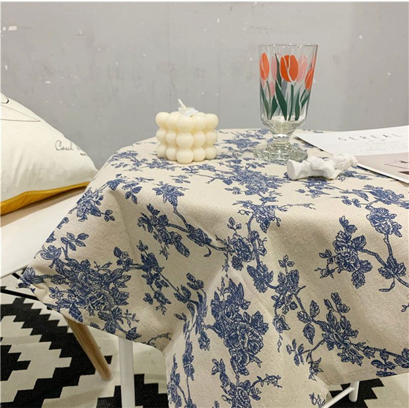 Nappe de table en coton et lin à motifs floraux