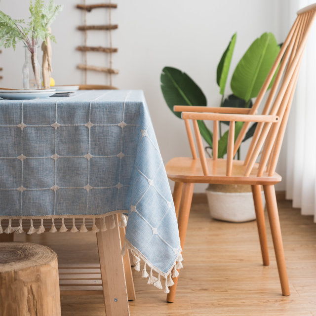 Nappe de table en coton avec broderie rectangulaire style japonais