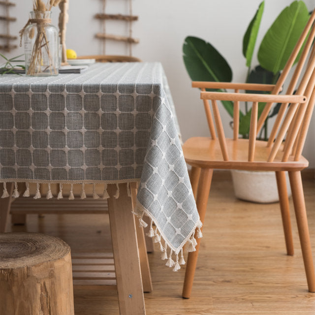 Nappe de table en coton avec broderie rectangulaire style japonais