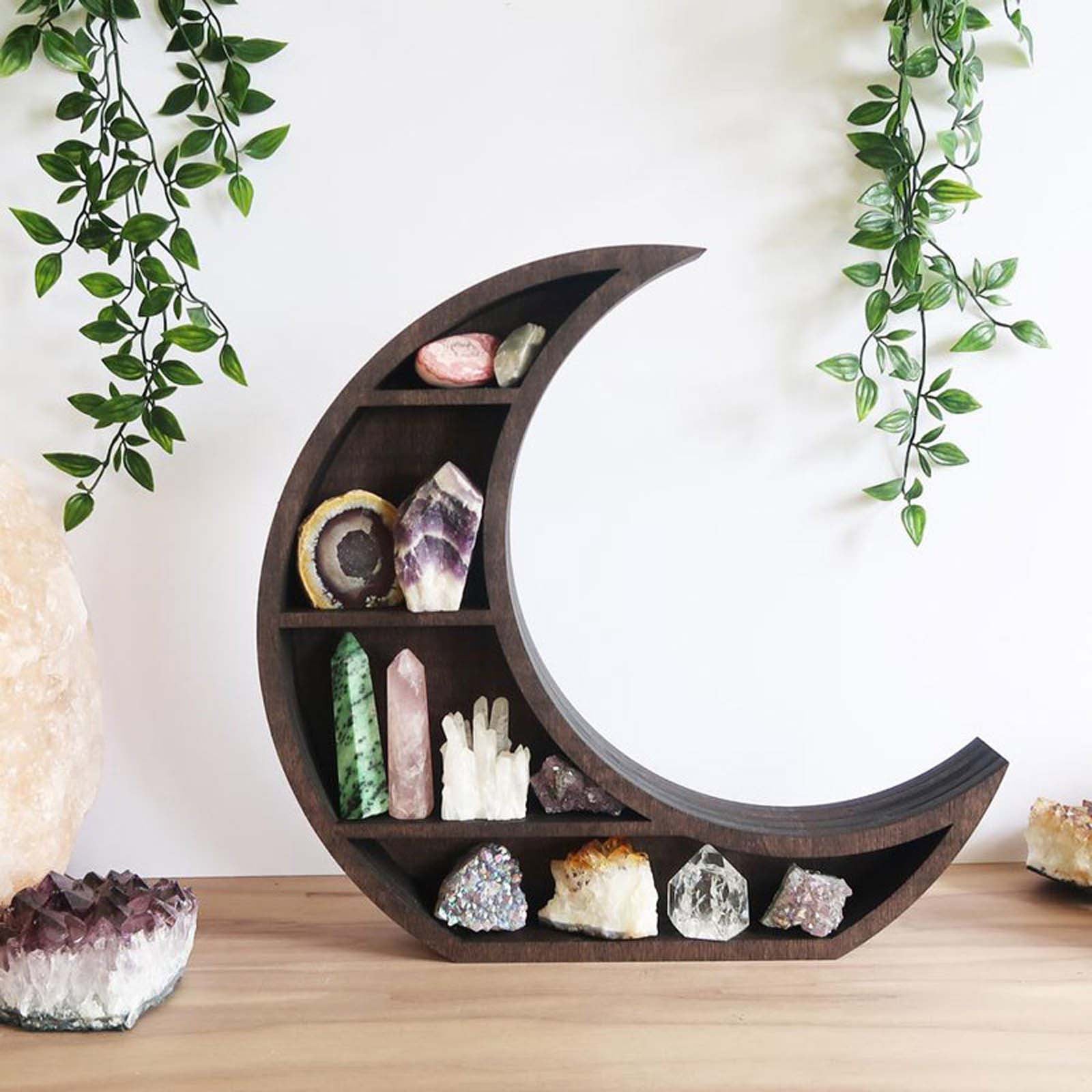 Etagère Lune en Bois pour Cristaux