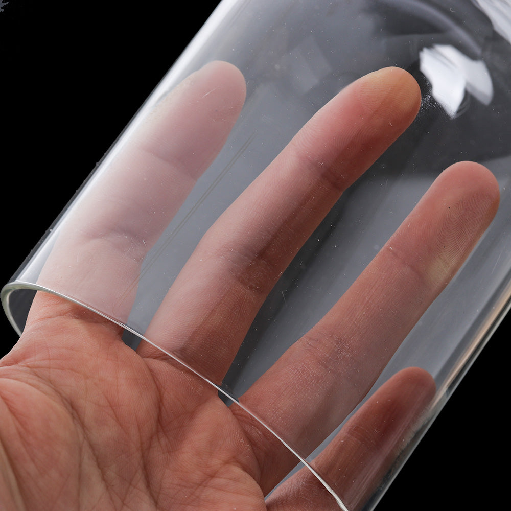 Vase à fleurs en verre avec base en bois