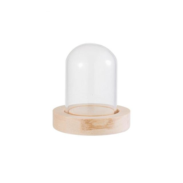 Vase à fleurs en verre avec base en bois