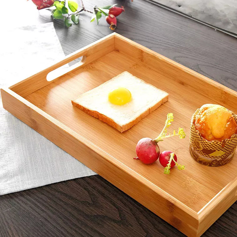 Plateau à Thé Rectangulaire en Bois Bambou