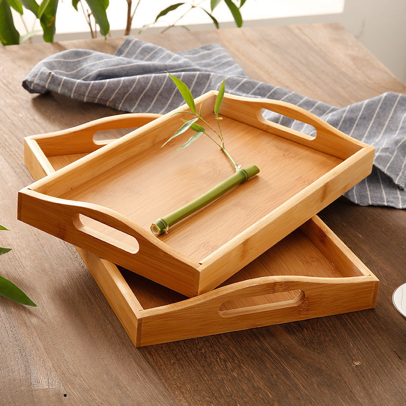 Plateau à Thé Rectangulaire en Bois Bambou