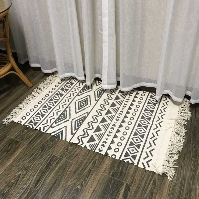 Tapis d'intérieur à pampilles style moderne