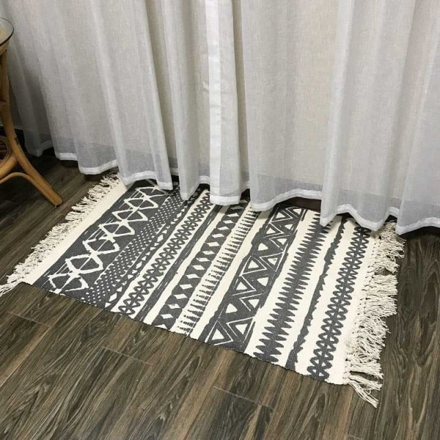Tapis d'intérieur à pampilles style moderne