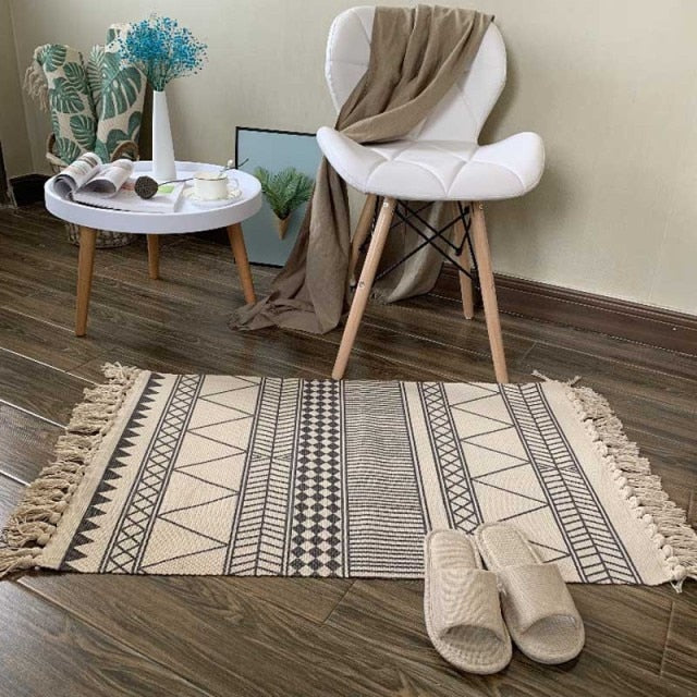 Tapis d'intérieur à pampilles style moderne