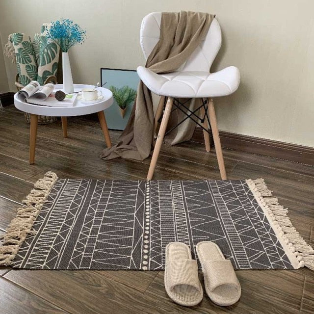 Tapis d'intérieur à pampilles style moderne