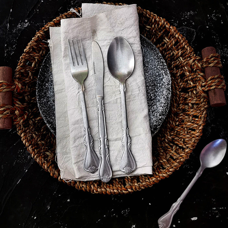 Ensemble de vaisselle rétro en acier inoxydable