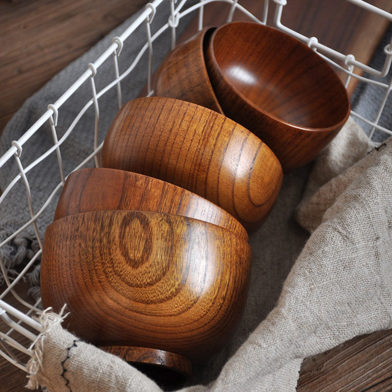Bol en bois brun style japonais