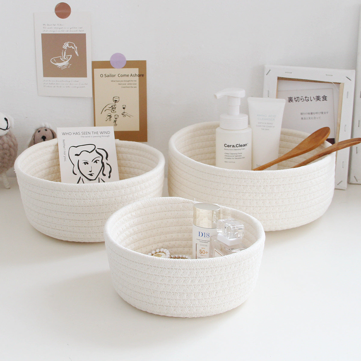 Panier de rangement tissé à la main nordique