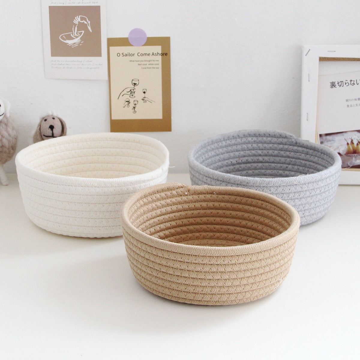 Panier de rangement tissé à la main nordique