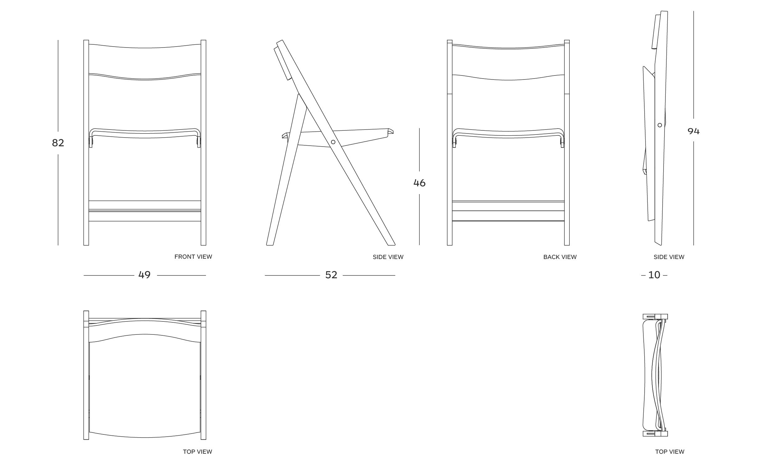 THEO folding chair dimensions