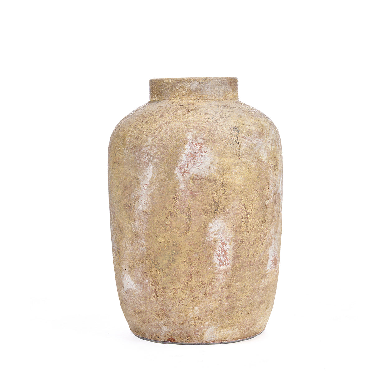 Beige terracotta vase on a white background