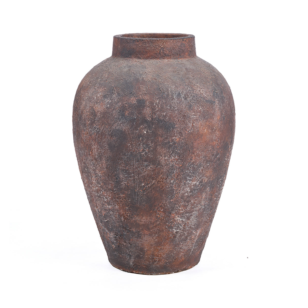 Rustic brown vase on a white background