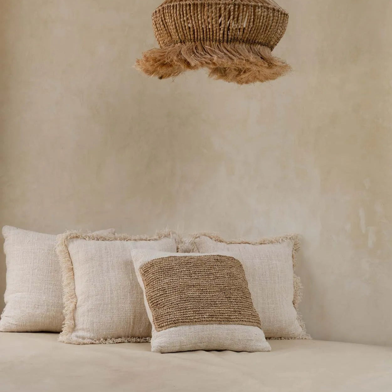 THE RAFFIA STAMP Cushion Cover - Natural Interior