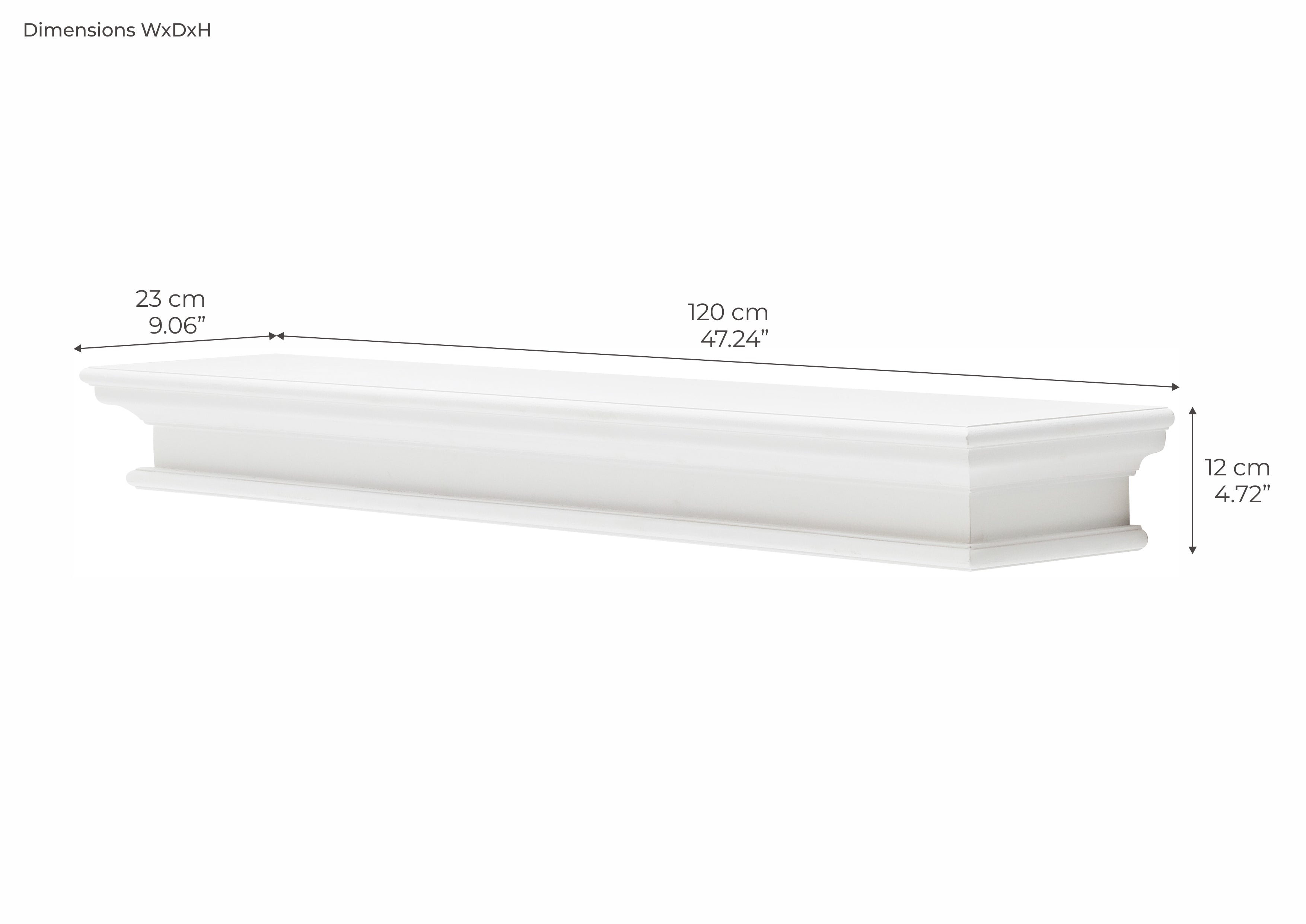 HALIFAX Wall Shelf Extra Long Dimensions