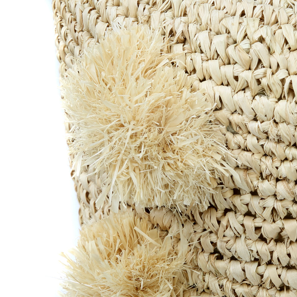 THE RAFFIA POM POM Stool Close View